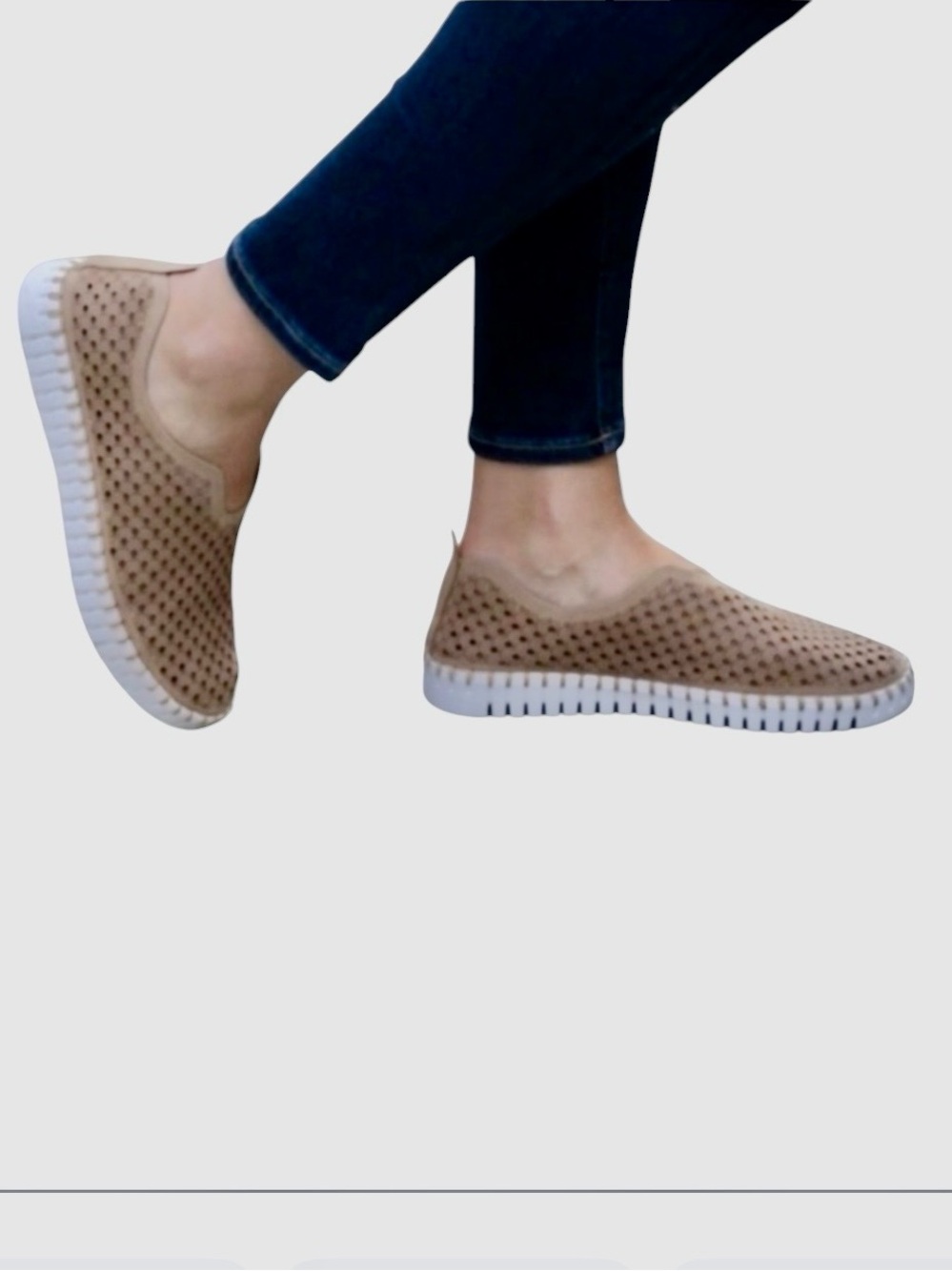 Ilse Jacobson Hornbak TULIP Tan Perforated Platform Slip-On Casual Women’s Shoes